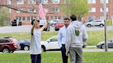 Syracuse University fraternity, sorority members play loud music, yell at pro-Palestinian marchers