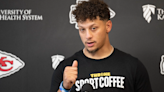 Chiefs quarterback Patrick Mahomes reacts to Harrison Butker's commencement address