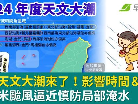 年度天文大潮又來了！影響時間＆區域一次看，逢颱風逼近慎防局部淹水