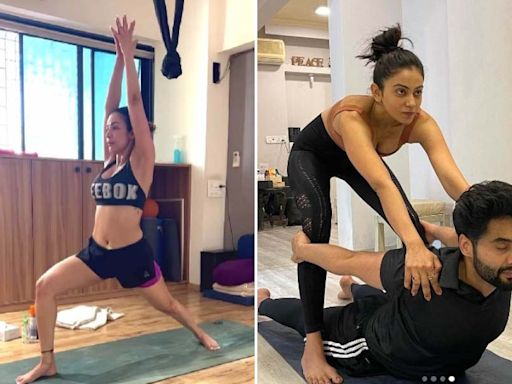Get inspired by Malaika Arora, Rakul Preet Singh and Jackky Bhagnani’s yoga sessions