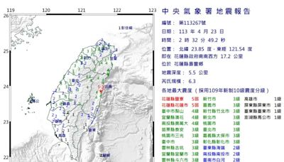 台灣東部頻繁地震 登中國微博熱搜