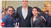 Shah Rukh Khan and son Aryan Khan pose with The Great Khali...Aashirwad' ceremony | Hindi Movie News - Times of India