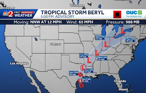 Tracking Tropical Storm Beryl: Latest maps, models and paths