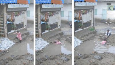 Indore Girl Falls Into 4-Feet Deep Water Pit Left Open By Civic Body Amid Rains, Rescued By Friend; WATCH