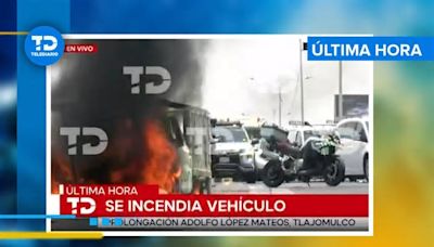 Camioneta se incendia en prolongación López Mateos en Tlajomulco de Zúñiga