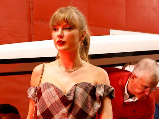 Taylor Swift Steps Out In 'Coded' Tartan Corset Set For Travis Kelce’s Saints Game