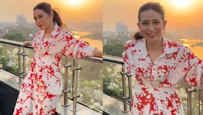 Karisma Kapoor’s red and white printed maxi dress is the best choice for chill brunch date