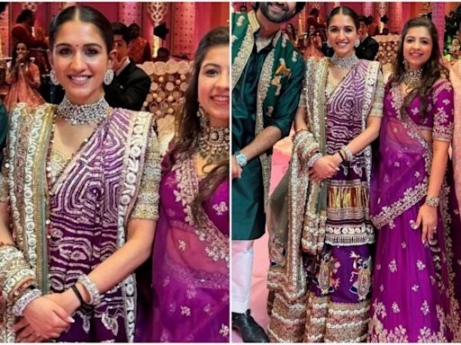 Radhika Merchant's purple lehenga with intricate Lord Krishna motifs steals the show at Dandiya night: Pics