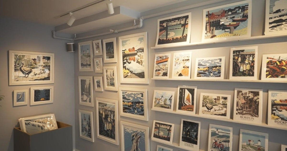Husband and wife team create New England-themed screenprints at Rockport shop
