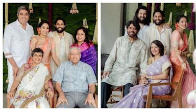 Sobhita Dhulipala’s parents, Naga Chaitanya’s father Nagarjuna, Amala and Akhil Akkineni pose in unseen engagement pics