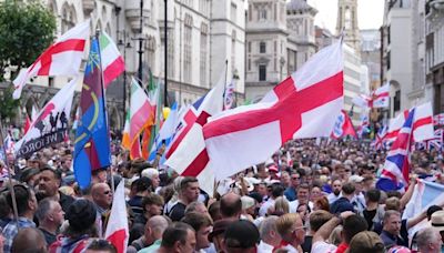 Two men arrested for alleged attack on anti-racism activist at Tommy Robinson rally