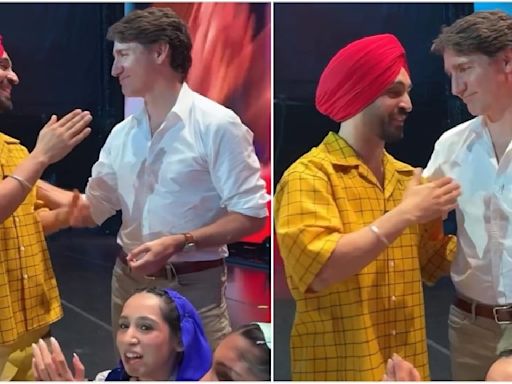 WATCH: Diljit Dosanjh greets Canada PM Justin Trudeau with folded hands as latter joins singer on stage before concert