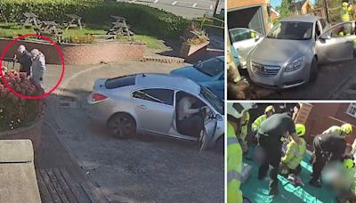 Shocking moment driver crushed two elderly sisters under car outside pub