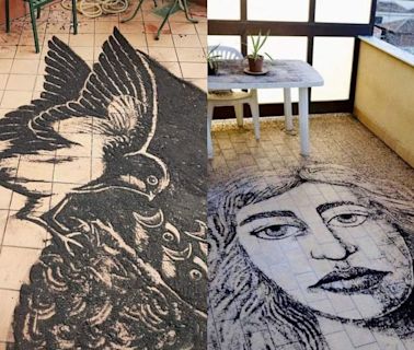 Volcanic paintings: When Mount Etna erupts, some residents use the ash to make art