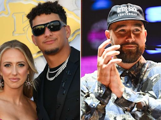 Patrick and Brittany Mahomes Cuddle Up for Taylor Swift's 'Lover' Performance — as Travis Kelce Sings Along!