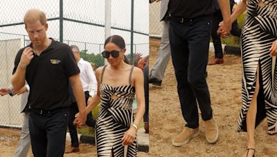 Meghan Markle Pairs Zebra Print Dress With Trendy Thong Sandals at the Invictus Games Anniversary in Nigeria