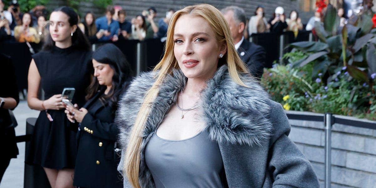 Lindsay Lohan Is Striking in an All-Gray Look at the Michael Kors Show