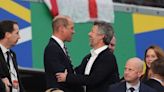 Prince of Wales shakes King of Denmark’s hand after Euros draw