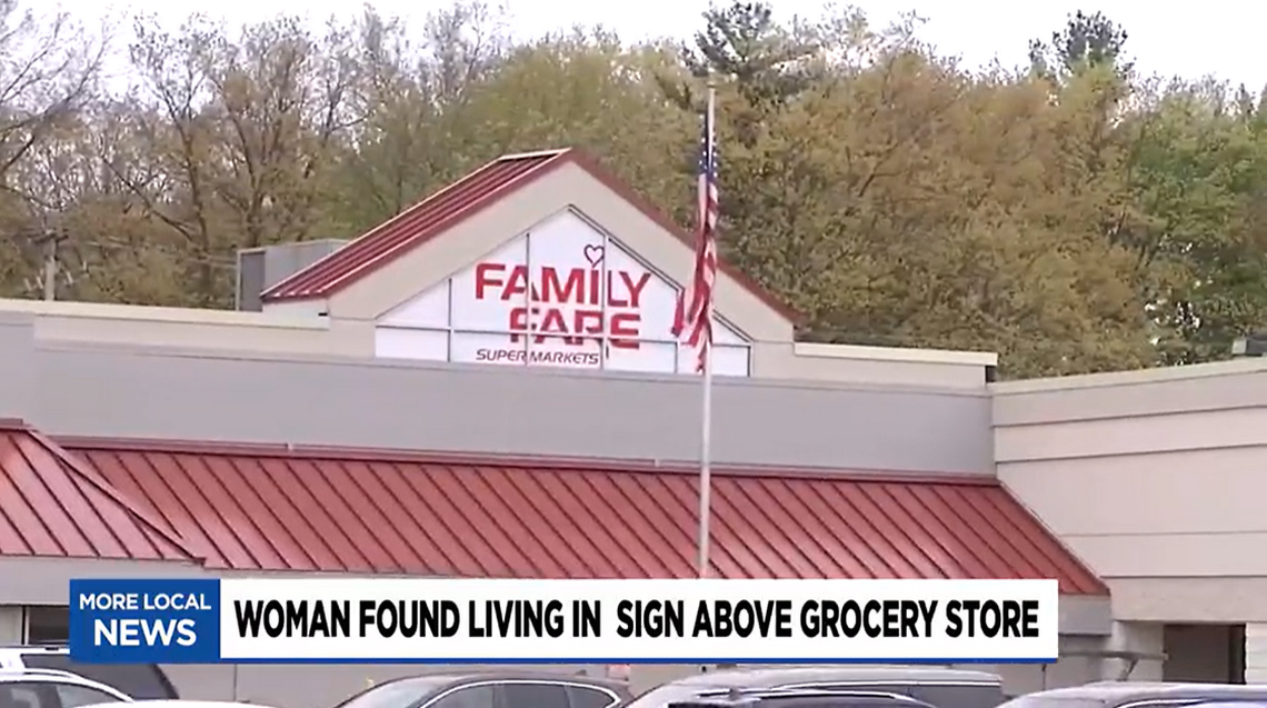 Woman found living in rooftop grocery store sign for nearly a year, Michigan cops say