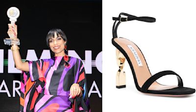 Rosario Dawson Flatters her Feet in Unique Aquazzura Twist 105 Sandal Heels at Filming Italy Festival 2024