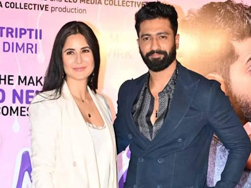 Katrina Kaif encourages Vicky Kaushal to interact and click a selfie with his fans at Bad Newz screening | Hindi Movie News - Times of India