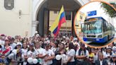 Buses del Corredor Azul desvían su ruta por manifestaciones en la embajada de Venezuela en avenida Arequipa