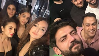 Sonakshi-Zaheer's Bachelorette: Bride-to-Be Stuns in Sequin Jumpsuit, Huma Qureshi Joins All-Black Theme Bash