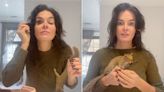 Angie Harmon Does Her Makeup While Her Pet Squirrel Crawls Across Her: 'Don't Eat My Sweater'