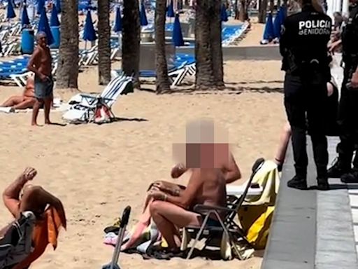 Moment Brits 'become first victims of Benidorm clampdown on boozing'