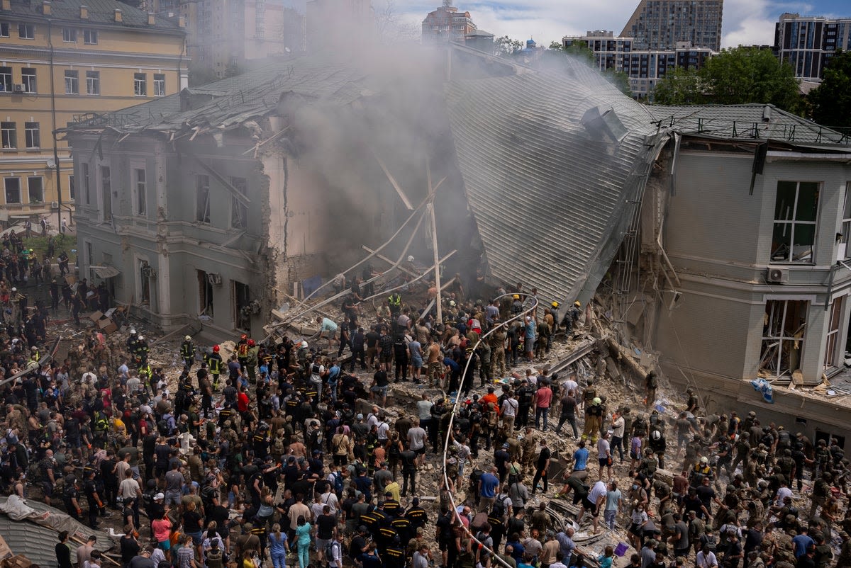 Live: Rubble removed after Kyiv children’s hospital hit in Russian attack