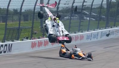 IndyCar at Iowa ends in terrifying crash for Sting Ray Robb, who is in good condition; Power wins race