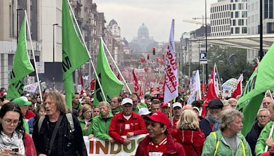 Thousands rally in Brussels to back Audi workers and call for EU industrial action