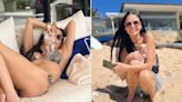 Demi Moore Relaxes in an Animal-Print Bikini in Casual Makeup-Free Instagram with Her Dog