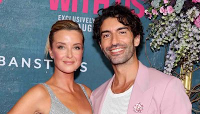 Justin Baldoni and Wife Emily Wearing Coordinating Flower Accessories for Red Carpet Date Night at the It Ends with Us Premiere