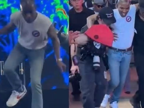 Kid Cudi quebra a perna ao pular do palco no festival Coachella. Veja o vídeo