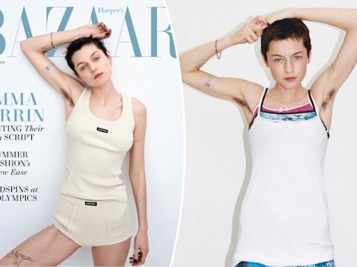 Emma Corrin divides social media by showing off armpit hair on Harper’s Bazaar cover