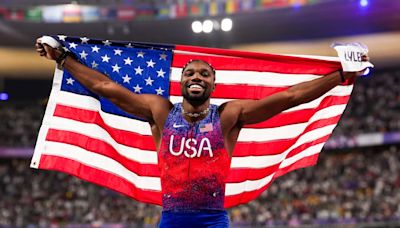 Gold medal haul for Team USA as Noah Lyles is first American to win men’s 100m in 20 years and swimmers break records