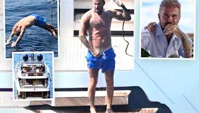 David Beckham shows off his toned body on his £16m superyacht with wife Victoria