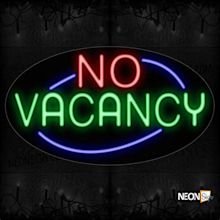 No Vacancy With Blue Arc Border Neon Sign - NeonSign.com