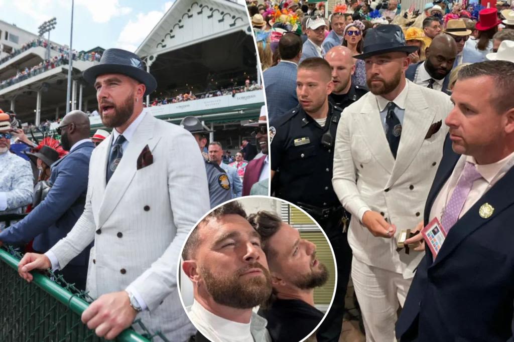 Travis Kelce parties it up without Taylor Swift ahead of Kentucky Derby