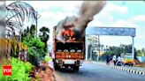 Truck carrying 50 new bikes catches fire in Krishnagiri | Salem News - Times of India