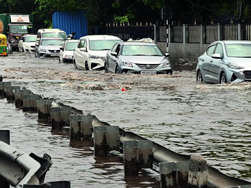 Gurgaon hits brakes again as key NH8 stretches flooded after 1.5-hour rain | Gurgaon News - Times of India