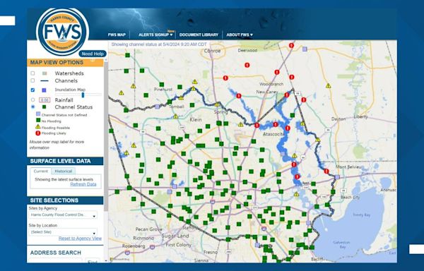 Harris County Flood Control map shows where flooding is happening and where it's likely to happen