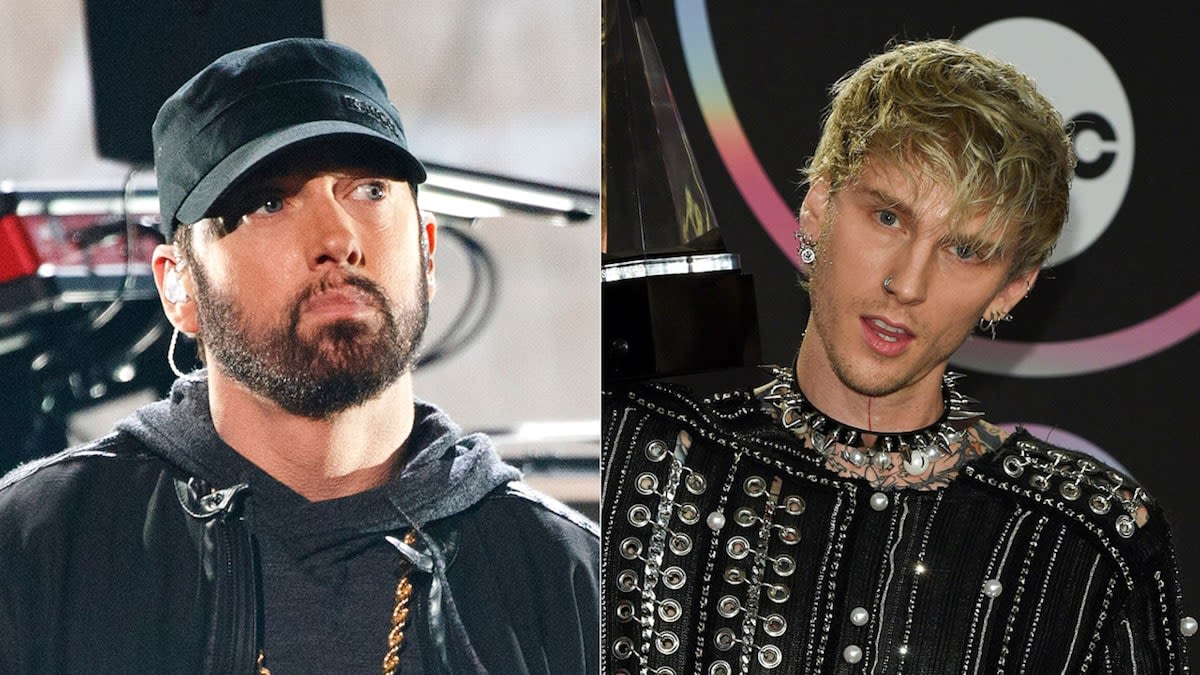 Eminem Claims Machine Gun Kelly Hooked Up with His Mom