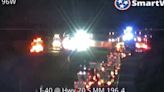 Overturned tractor trailer causing delays on I-40 in Belleveue