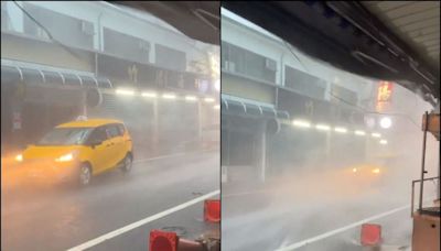 花蓮計程車頂逆風暴雨載客 停下瞬間「被吹倒退」影片曝光