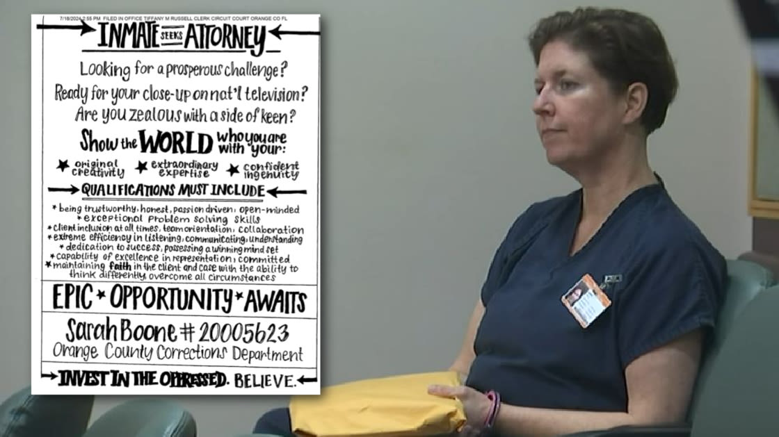 Sarah Boone crafts hand-drawn 'inmate seeks attorney' ad in latest letter to Florida judge