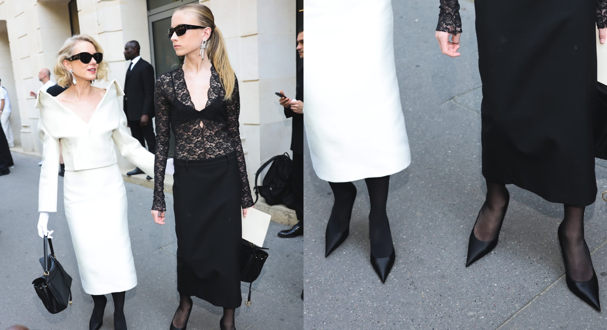 Naomi Watts and Daughter Kai Schreiber Wear Contrasting Balenciaga Ensembles With Matching Pumps at Paris Fashion Week