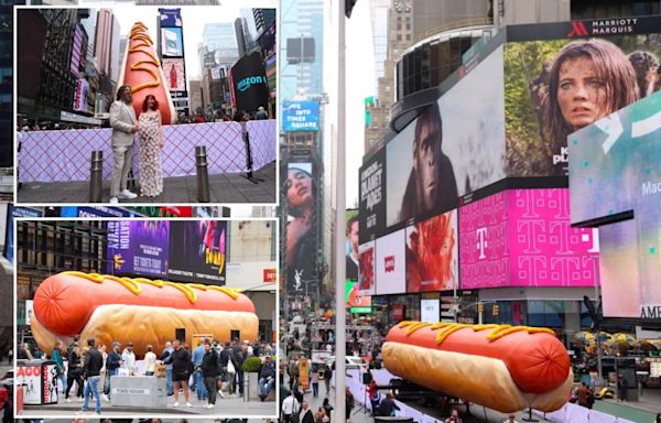 Times Square’s giant hot dog is apparently a meat manifesto about toxic masculinity