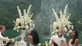 Groom sparks debate after spraying bride with champagne during wedding